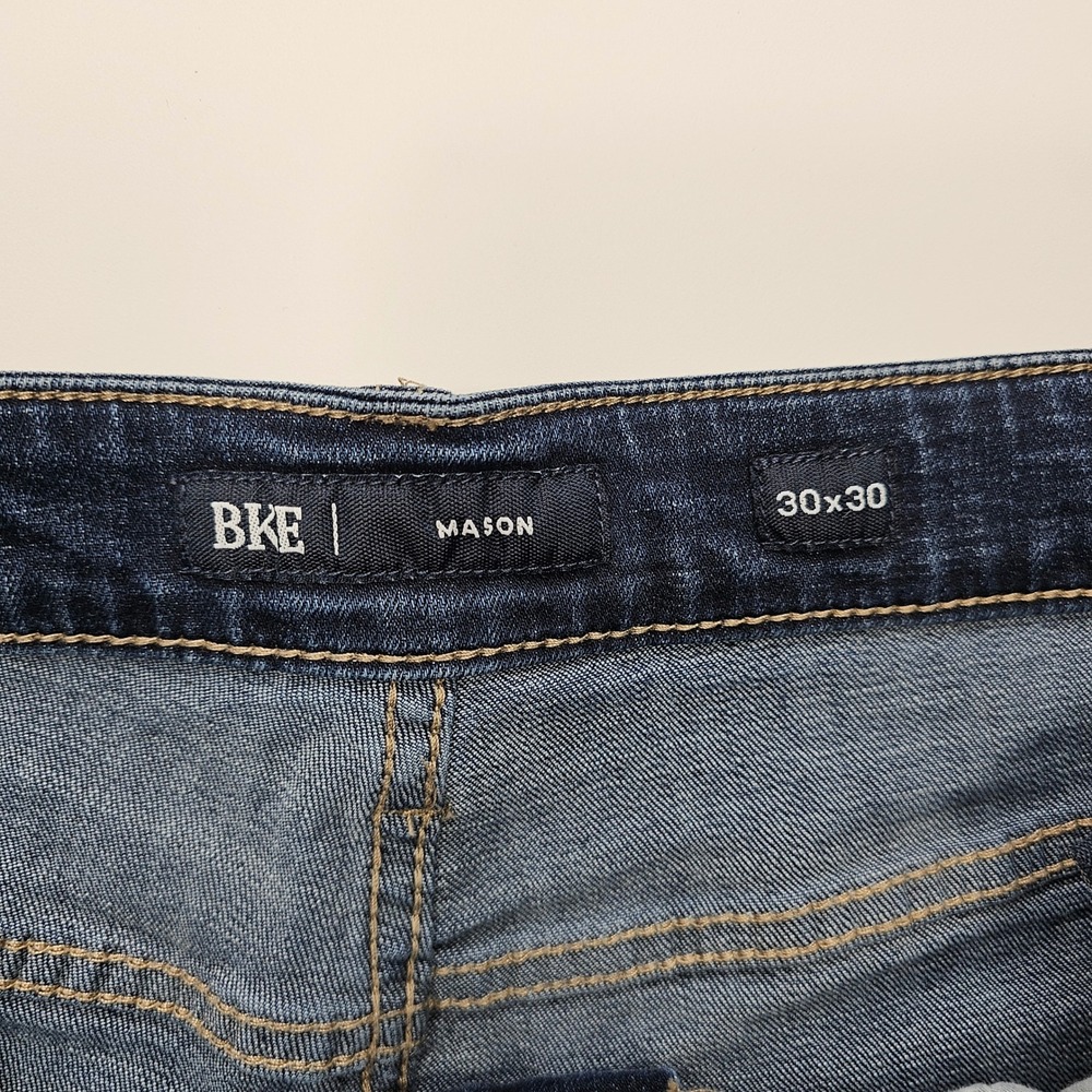 BKE Mason Straight Leg Mens Jeans Dark Wash 30x30 Cotton Blend Stretch Denim - Picture 4 of 9